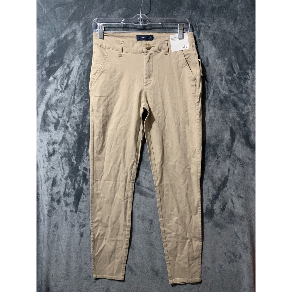 Aeropostale Pants Womens 4L Skinny Stretch Khaki Tan Cotton Twill New
